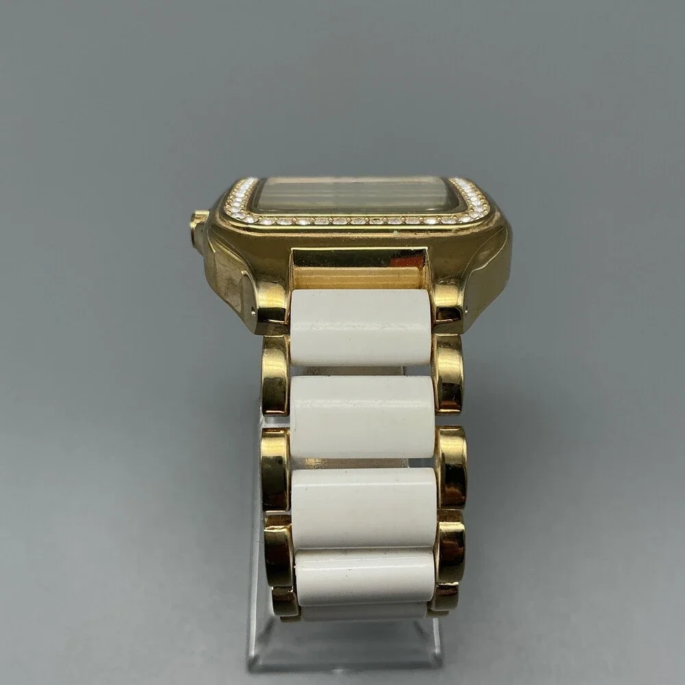 Peugeot Womens Watch 35mm Gold Tone MOP Crystal Bezel New Battery 7.25